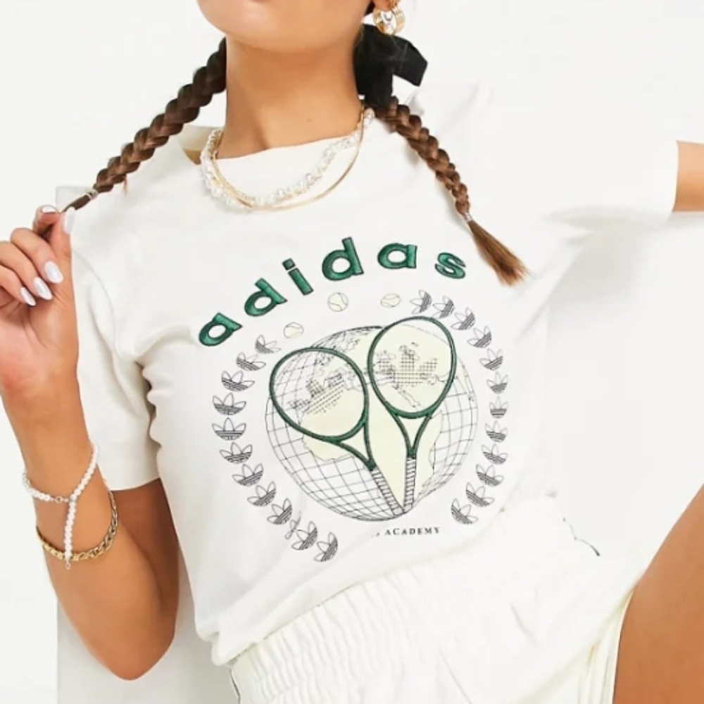Adidas Originals White Tennis Luxe Graphic T-Shirt